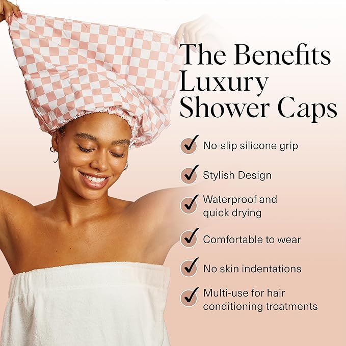 Kitsch Luxury Shower Caps for Women Reusable Waterproof