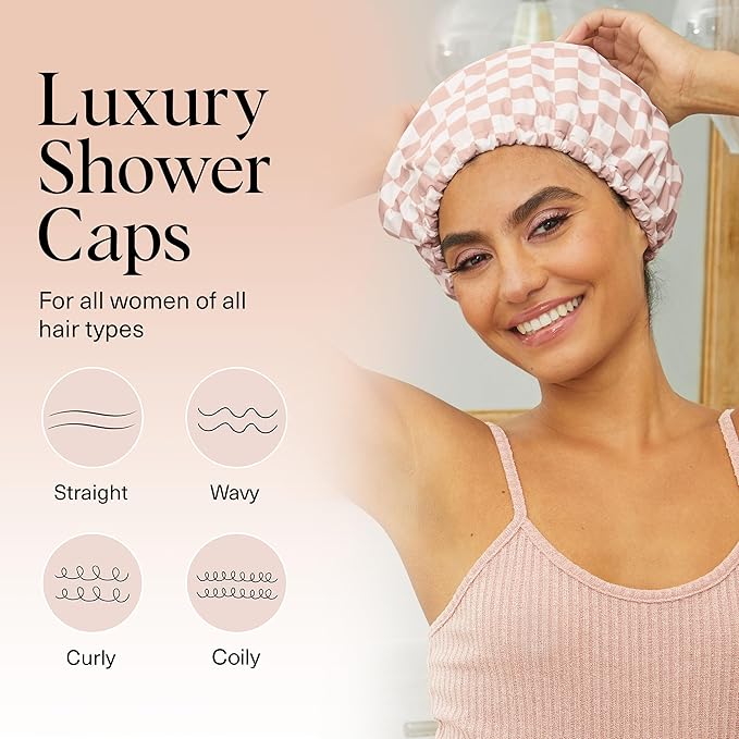 Kitsch Luxury Shower Caps for Women Reusable Waterproof